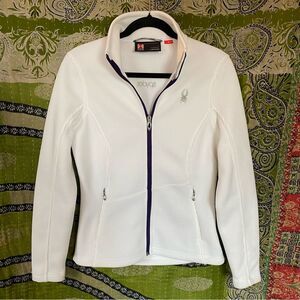 NWT Spyder White/ Purple Ribbed Knit CORE Full Zip Jacket Size Medium